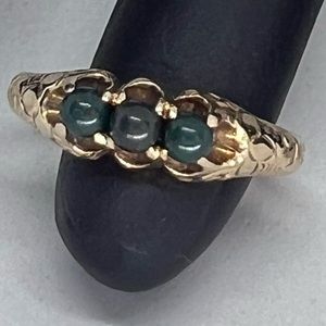 Antique Rose & Yellow Gold Ring with Bloodstone Trio. 18ct.